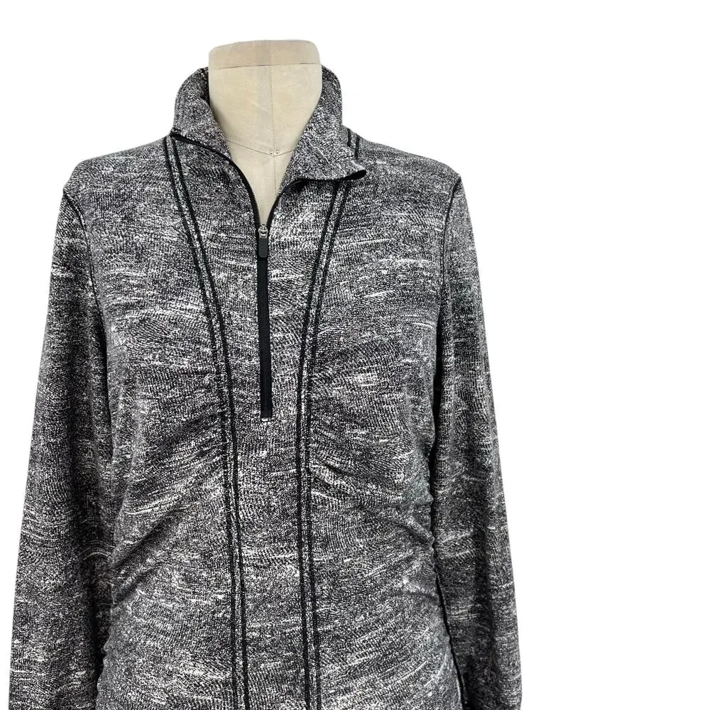 Lululemon Cypress Kiss 1/2 Zip Top Sweatshirt Rush Jacquard Black White‎ Size 10